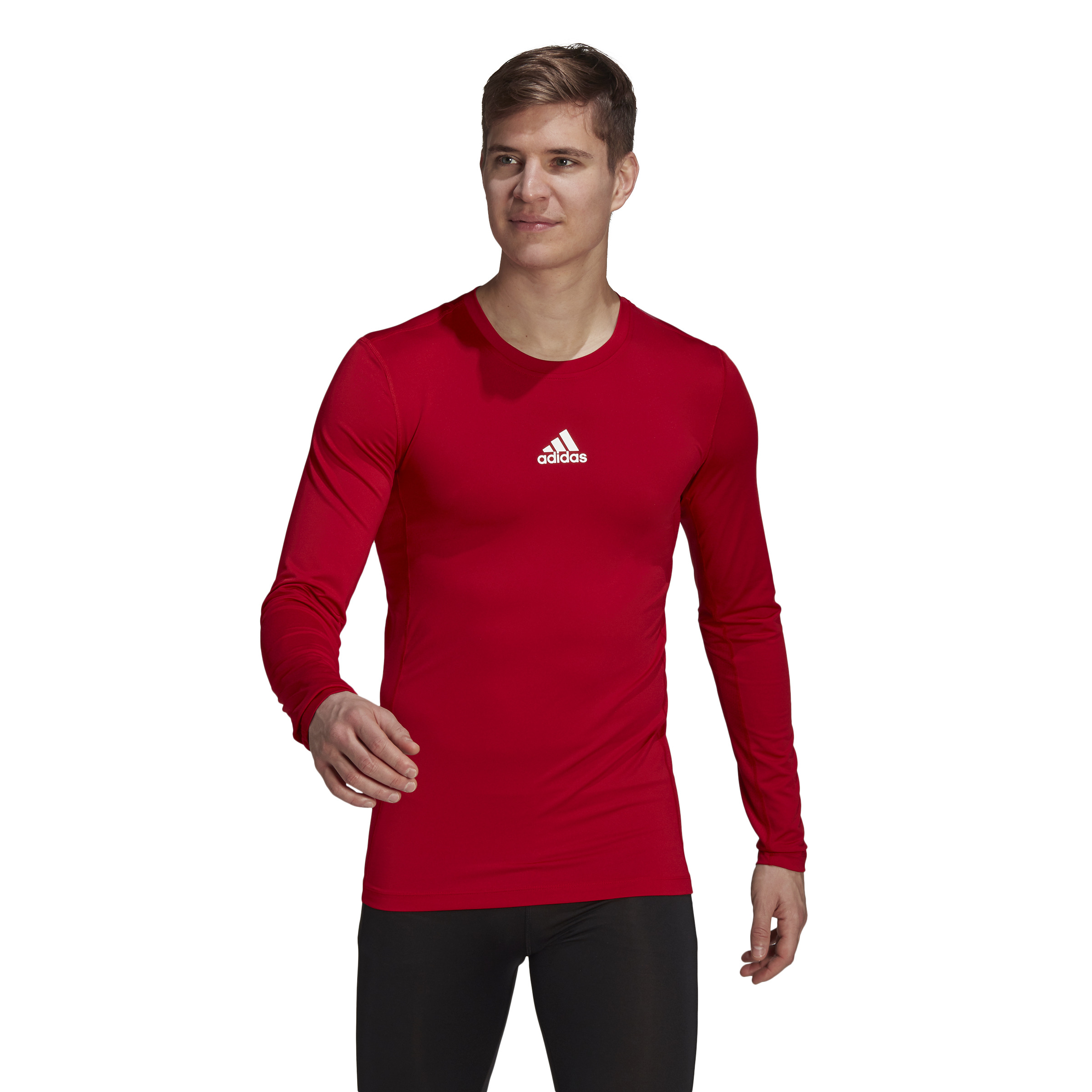 Adidas Techfit Longsleeve - BLACK/RUNWHT/RED,||