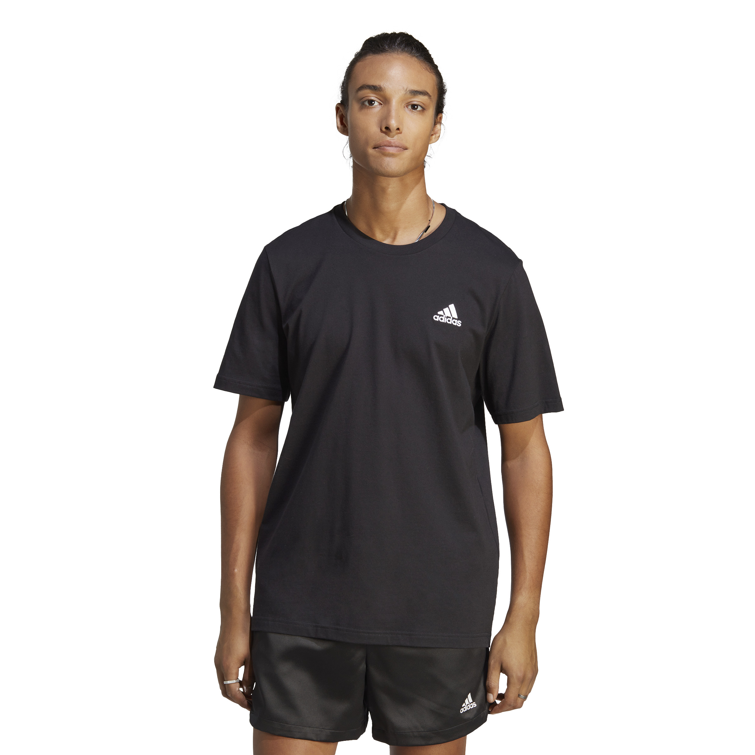 Adidas Essentials Single Jersey Embroidered Small Logo T-Shirt - CBLACK/FTWWHT/CBLACK,||