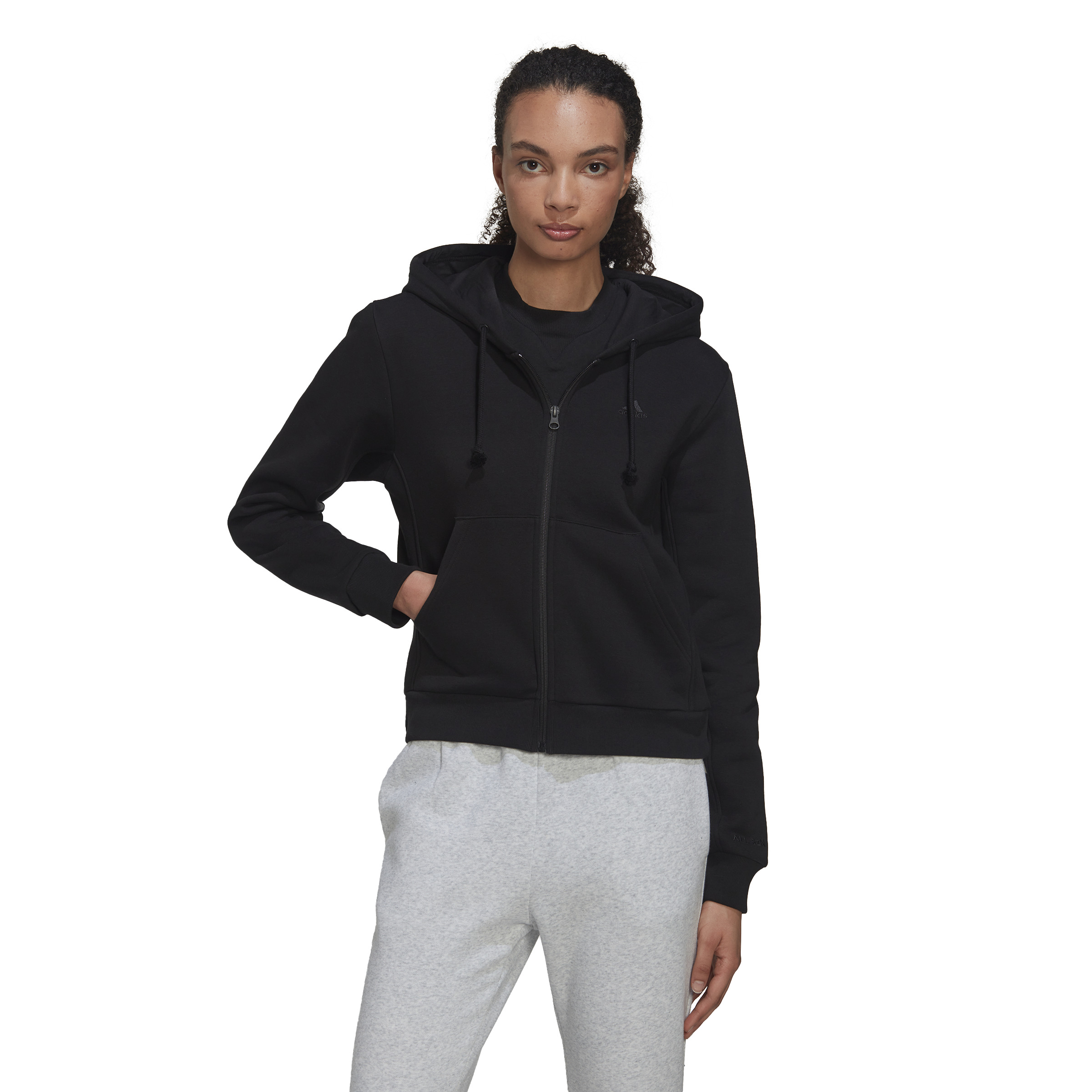 Adidas ALL SZN Fleece Full-Zip Kapuzenjacke Damen - CBLACK/FTWWHT/CBLACK,||
